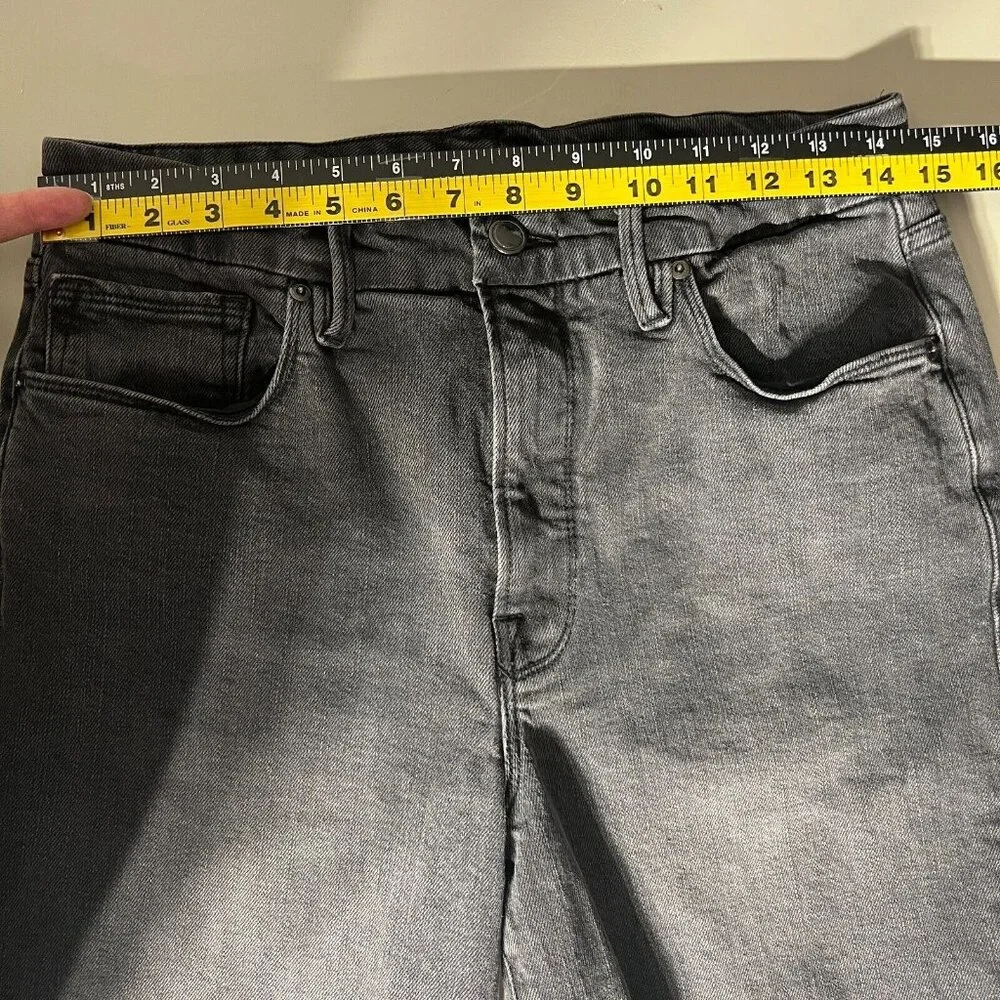 GOOD‎ AMERICAN Jeans Womens 12 /31 Black Gray Good Classic Distressed Skinny